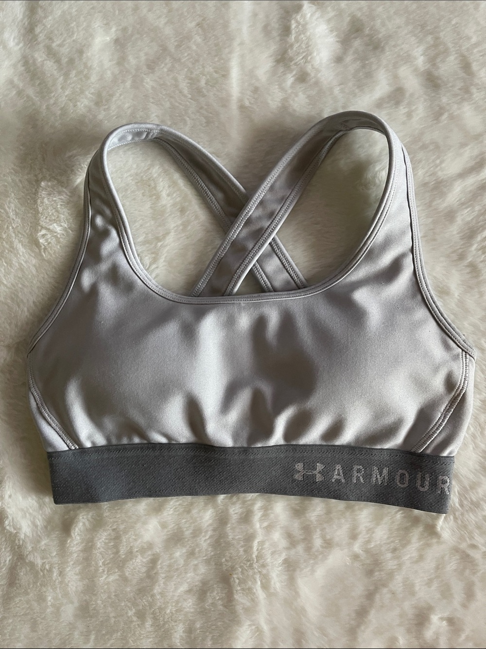 Under Armour Silver Gray Cross-Back Sports Bra